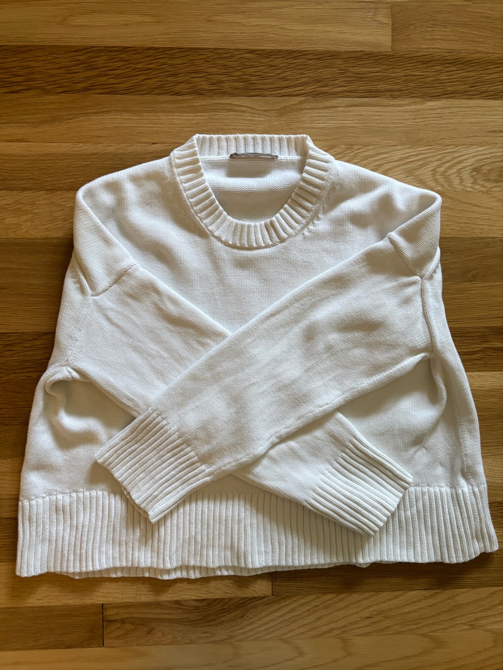 Everlane Ivory Boxy Cotton Sweater - Size Small